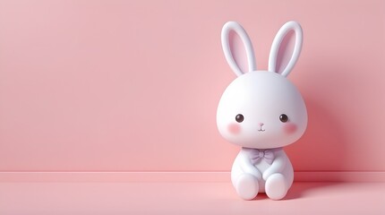 Obraz premium 3D cute easter bunny on pink background -space for text 
