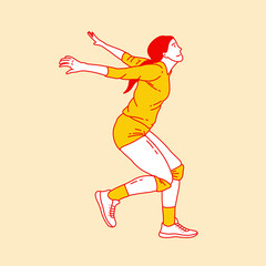 Fototapeta na wymiar Simple cartoon illustration of women volleyball 1
