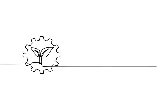 recommend clip art: Gear with leaves one line drawing