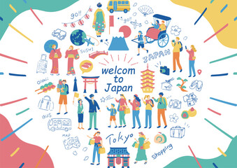 日本観光を楽しむ外国人