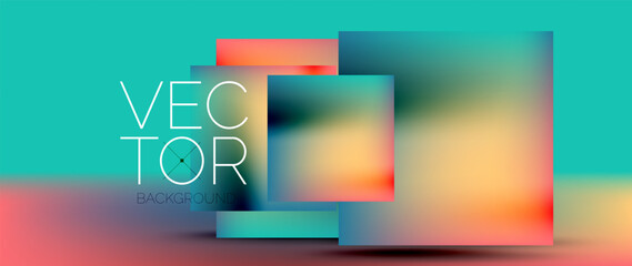 Sleek podium with abstract composition of squares, circles, and triangles, adorned with vibrant fluid gradients for wallpaper, banner, background, landing page, wall art, invitation, print, poster