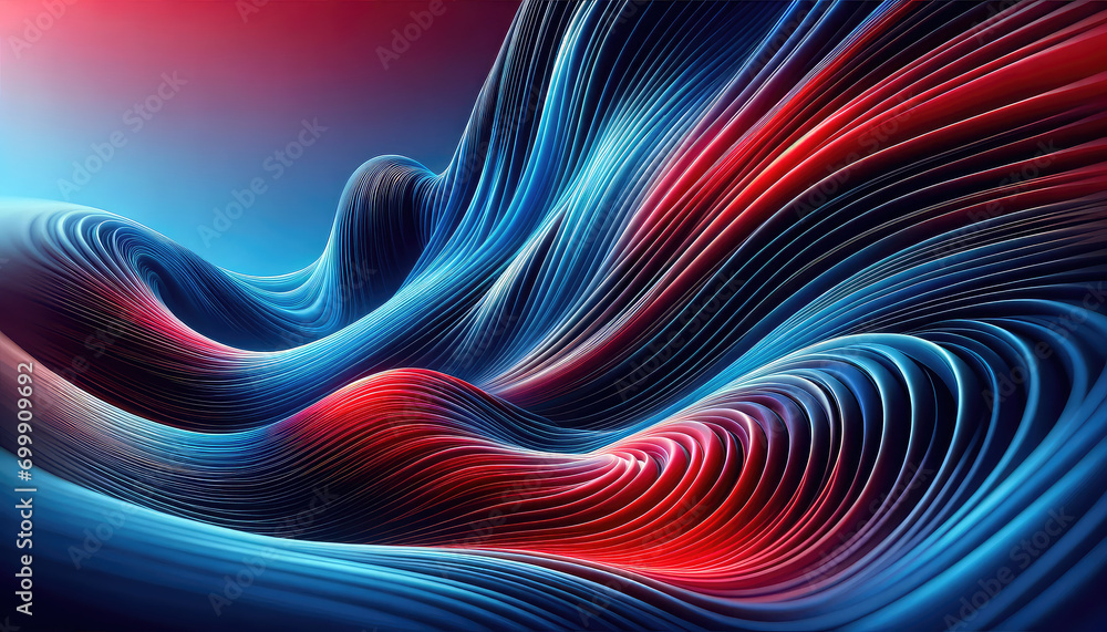 Poster abstract background liquid wave with red and blue gradient