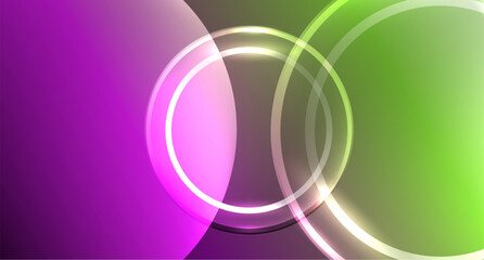 Neon glass circle copyspace for your text or product presentation geometric background. Vector illustration For Wallpaper, Banner, Background, Card, Book Illustration, landing page