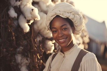 portrait of an African American woman slave on 19th century, black history month, abolition of violence, Juneteenth - obrazy, fototapety, plakaty