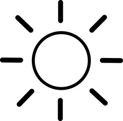 Outline sun icon.  Line sunlight symbol for website design, mobile application, ui. Replaceable vector design.