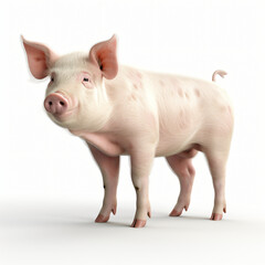 3d render pig isolated white background generative AI