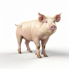 3d render pig isolated white background generative AI