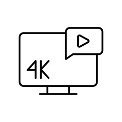 4k video outline icons, minimalist vector illustration ,simple transparent graphic element .Isolated on white background