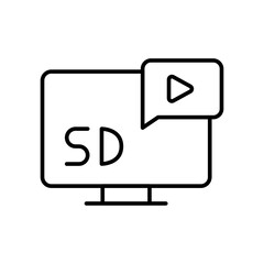Sd video outline icons, minimalist vector illustration ,simple transparent graphic element .Isolated on white background