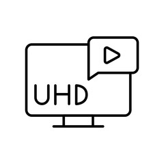 Uhd video outline icons, minimalist vector illustration ,simple transparent graphic element .Isolated on white background