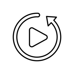 Video repeat outline icons, minimalist vector illustration ,simple transparent graphic element .Isolated on white background