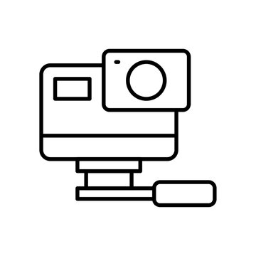 Action camera outline icons, minimalist vector illustration ,simple transparent graphic element .Isolated on white background