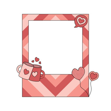 Valentine heart photo frame with valentine decoration. Vector illustration.