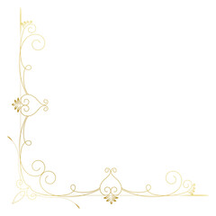 Vintage corner lines in the shape of gold rolled flowers are made into a baroque style frame.