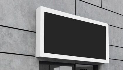 Modern Signage: Black and White Signboard on Building Wall