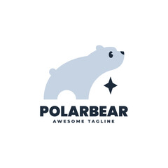 Vector Logo Illustration Polar Bear Silhouette Style.