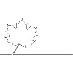 Maple leaf one continuous line art drawing
