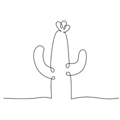 Cactus single one line drawing