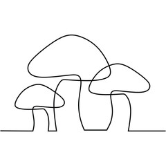 Mushroom line drawing. Nature food concept in continuous one single outline