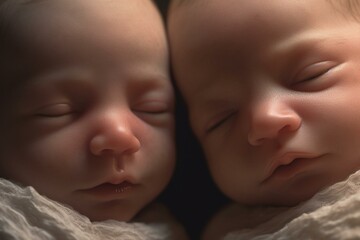 3D illustration of twins at 20 weeks gestation. Generative AI - obrazy, fototapety, plakaty