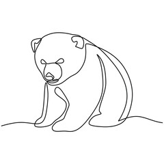Bear in continuous one line art drawing. Animal wildlife