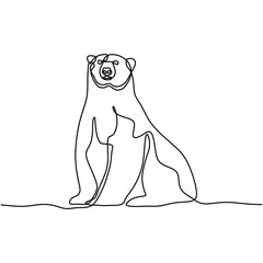 Bear in continuous one line art drawing. Animal wildlife