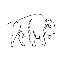 Bison continuous one line art drawing. Animal wildlife concept