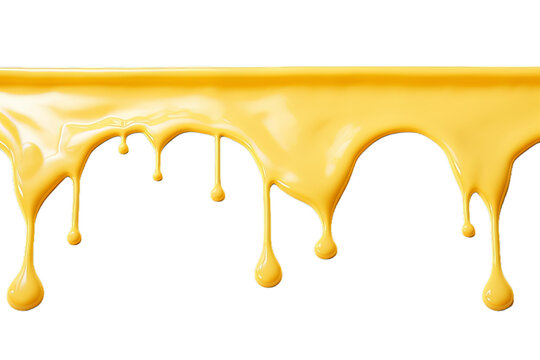 Cheese. Melted Cheese Dripping Border Isolated On Transparent Background