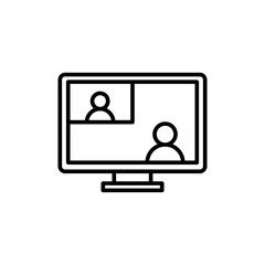 Online meeting outline icons, minimalist vector illustration ,simple transparent graphic element .Isolated on white background