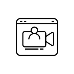 Online meeting outline icons, minimalist vector illustration ,simple transparent graphic element .Isolated on white background