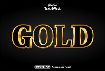 Gold text effect with graphic and luxurious style can be edited.
