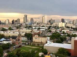 sunset in the city of New Orleans
