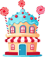 Obraz premium colorfull cake house with candy and sweet 
