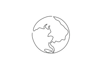 One line art drawing earth globe