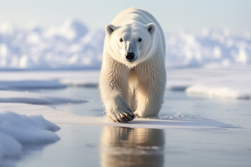 Cute polar bear walking