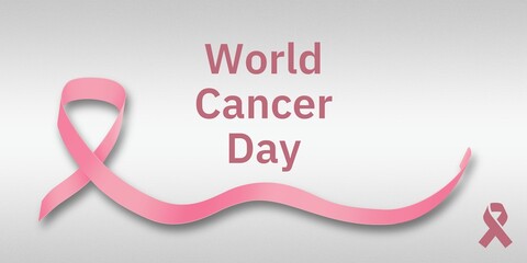 Pink, White Illustration World Cancer Day Banner