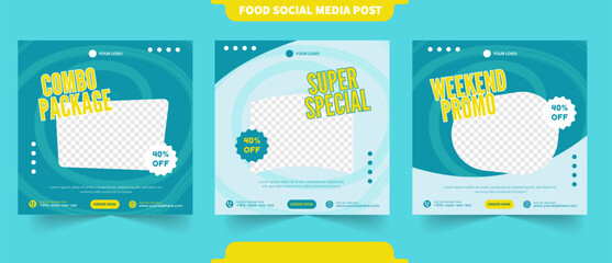 Naklejka premium drink and food delicious menu and restaurant promo for instagram and social media post collection with photo editable template