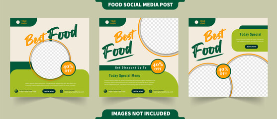 Food menu restaurant promo for instagram and social media post collection with photo editable template