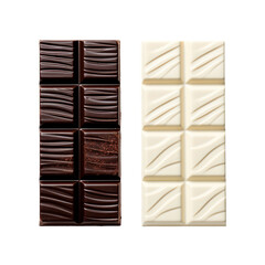 chocolate pieces isolated on white background.
