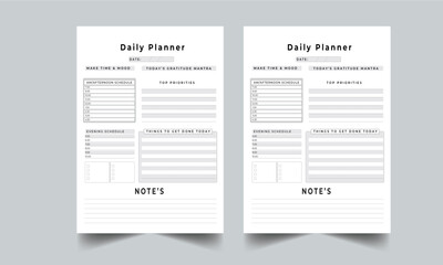 Daily Planner design concept layout with note planning