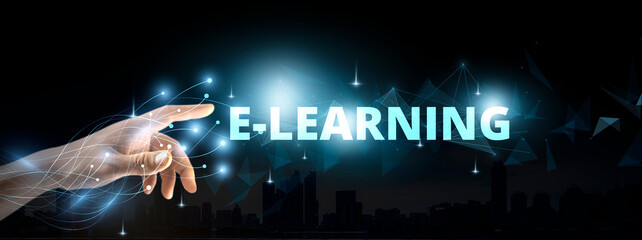 E-learning Online Education Business Internet concept on digital screen