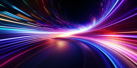 Abstract speed light background, glowing speed lines modern technology scene illustration