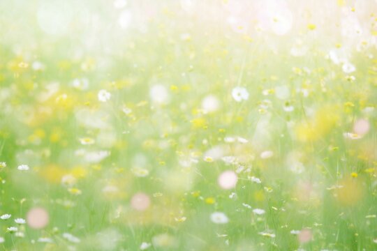 Summer meadow with daisies and sun rays, blurred background © Cybernetic