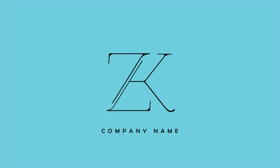 ZK, KZ, Z, K Abstract Letters Logo Monogram