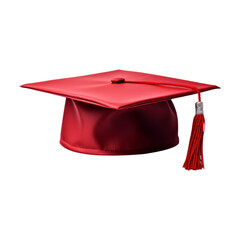 Red graduation cap. Isolated on transparent background.