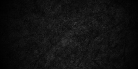 Grunge dark black blackboard and chalkboard rough background. Panorama dark grey black slate background or texture. Vector black concrete texture. Stone wall background.