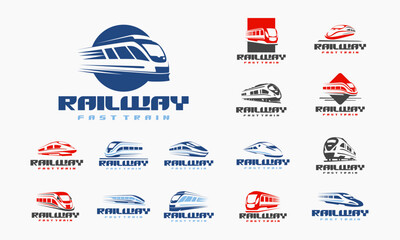Set of Futuristic Metro Railway Transport icon, Fast Train logo designs concept vector - obrazy, fototapety, plakaty