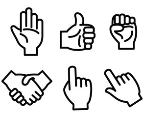 Pointing fingers Hand gesture emojis icon set in line style