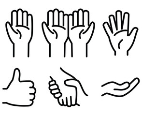 Hand gesture icon set of various shapes