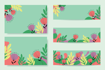 Fototapeta na wymiar Delicate floral cards. Floral template, frame for card, banner, invitation.
